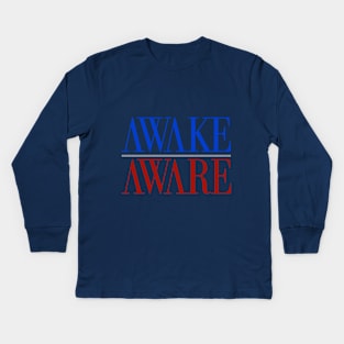 V2020-AWAKE/AWARE [BLUE OVER RED] Kids Long Sleeve T-Shirt